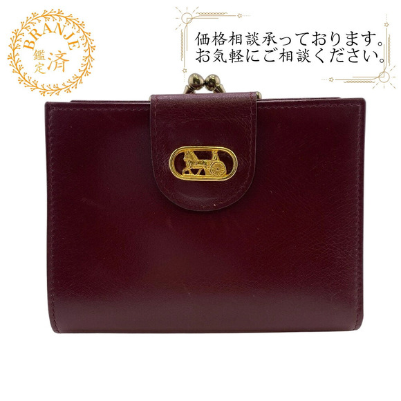 Celine Handbags - CELINE Carriage Bi fold Wallet Billfold Card Holder Wine Red